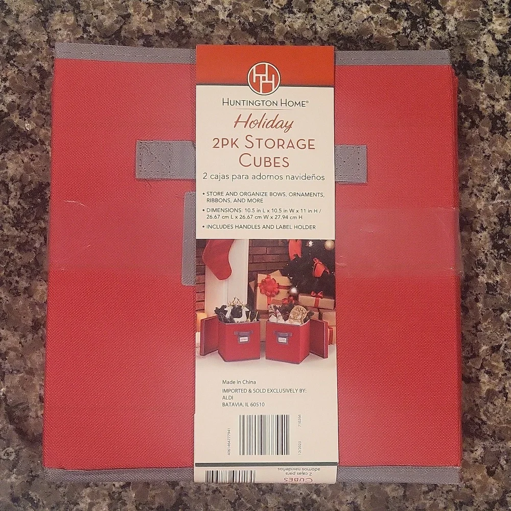 Huntington Home 2 Pack STORAGE CUBES red w/ cover new w/ tags 10.5